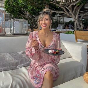 Hermant & Nandita Pink Gold floral dress